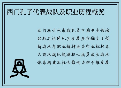 西门孔子代表战队及职业历程概览